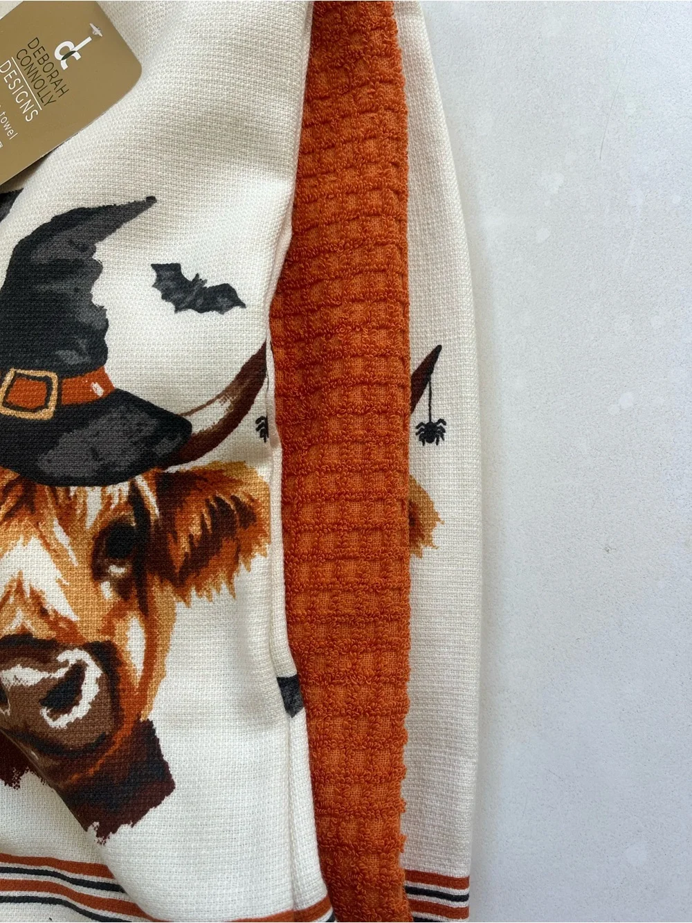 Set of 3 Halloween Highland Cow Witch Bat Kitchen Towel Set